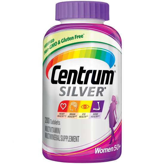 Centrum Silver Women (200 Count) Complete Multivitamin / Multimineral Supplement Tablet, Vitamin D3, Calcium, B Vitamins, Age 50+