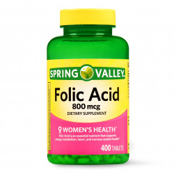 (2 Pack) Spring Valley Folic Acid Tablets, 800 mcg, 400 Ct