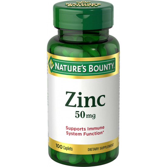 Nature's Bounty Zinc 50 mg, Supports Immune System Caplets, 100 Ct