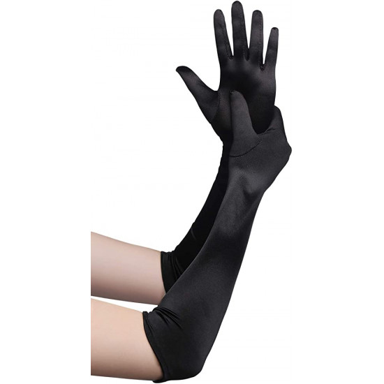 BABEYOND Long Opera Party 20s Satin Gloves Stretchy Adult Size Elbow Length